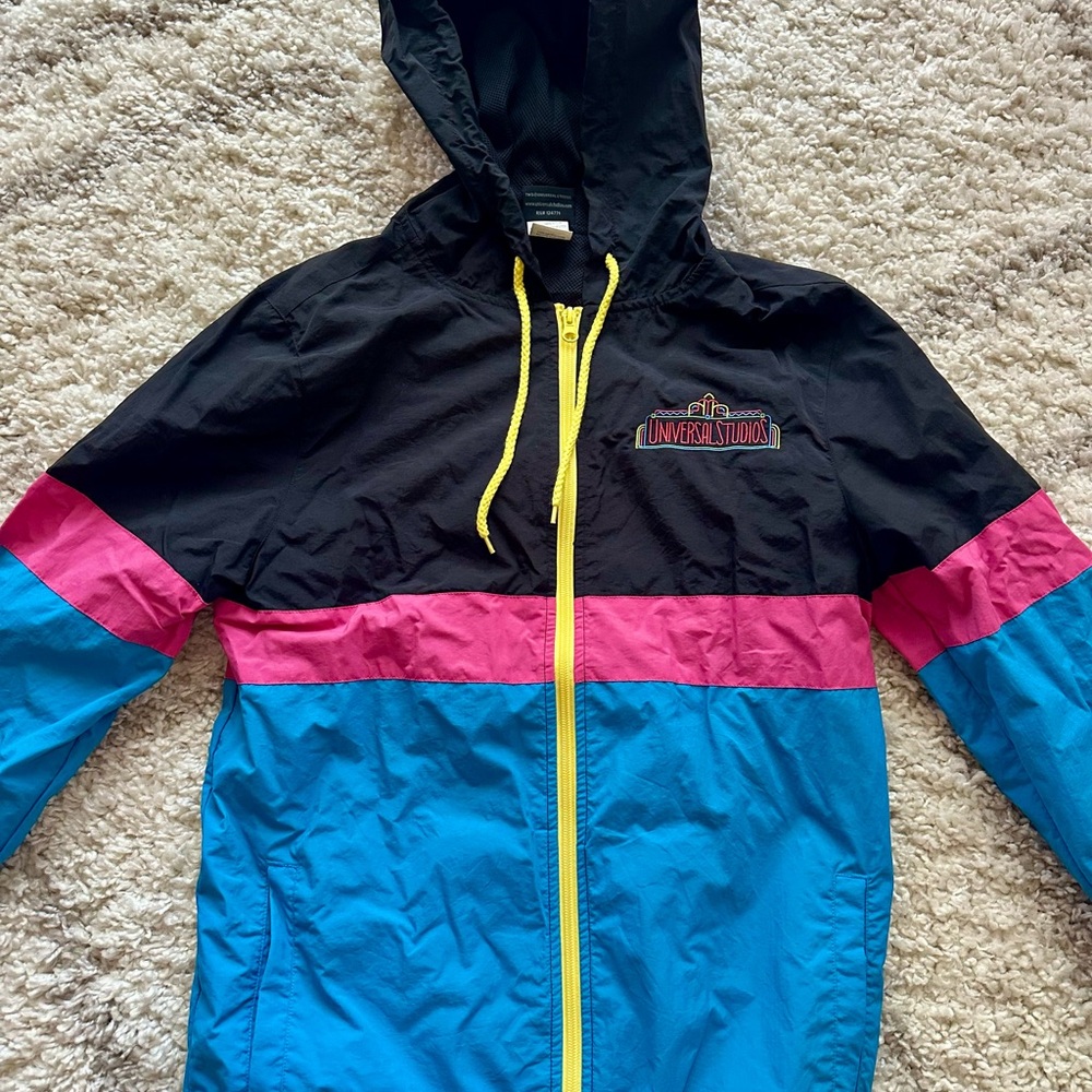 Universal Studios Black Windbreaker with Neon Accents